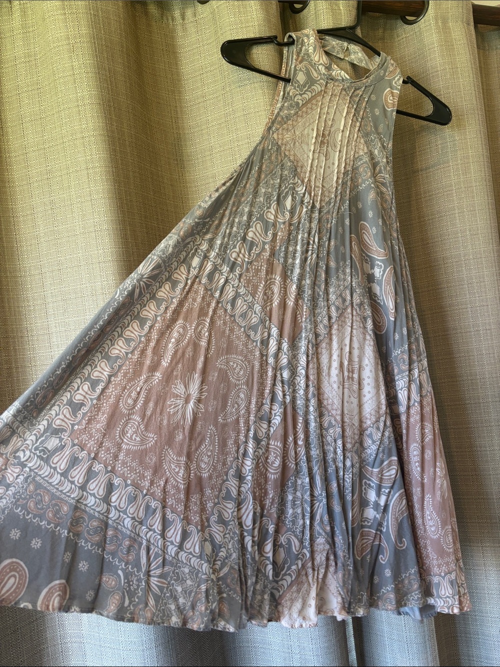 Free People Paisley Halter Mini Dress in sage and Blush - Picture 5 of 10